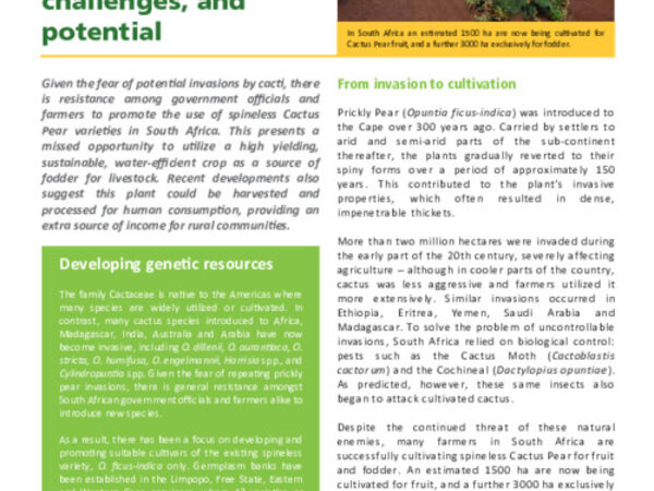 Cactusnet: Promoting the social and ecological benefits of cactus production: Cactus Pear in South Africa: History, challenges and potential