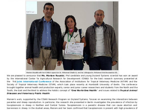 Young Researcher wins CIRAD award on Tropical Veterinary Medicine