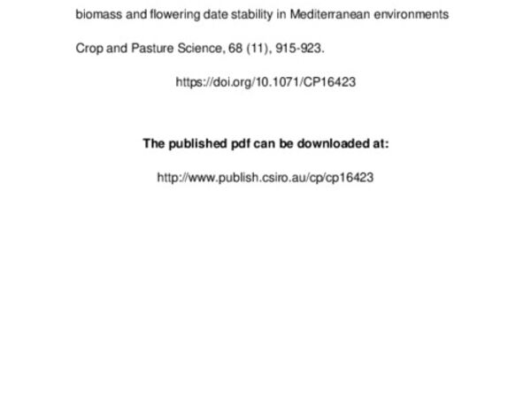 Assessment of field pea (Pisum sativum L.) grain yield, aerial biomass and flowering date stability in Mediterranean environments