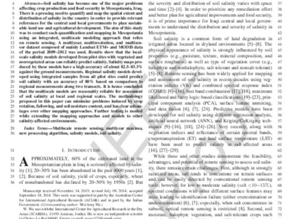Soil Salinity Mapping by Multiscale Remote Sensing in Mesopotamia, Iraq
