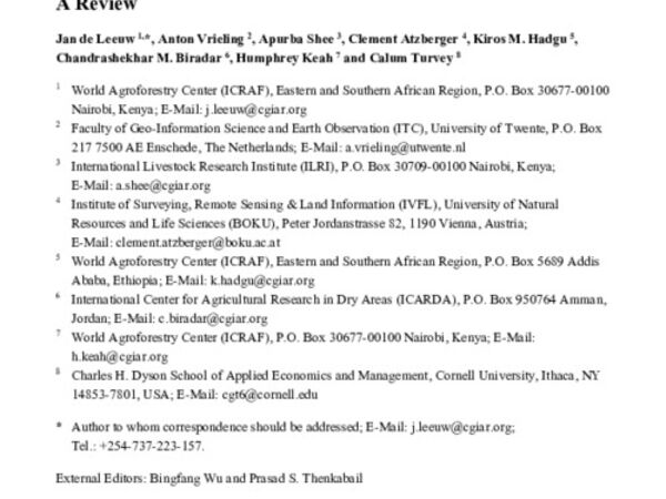 The potential and uptake of remote sensing in insurance: A review