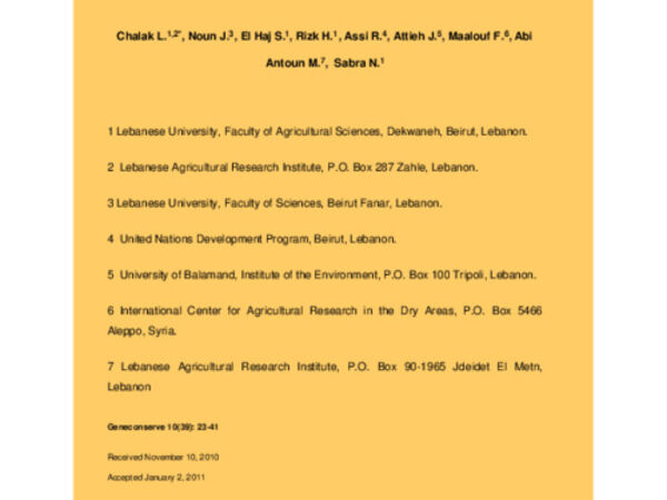 Current Status of Agro-biodiversity in Lebanon and Future Challenges