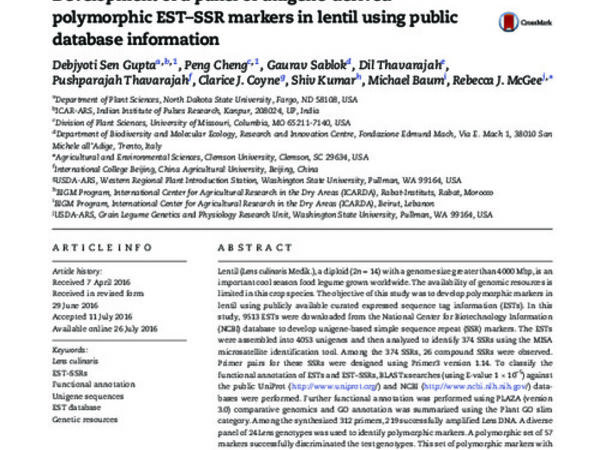 Development of a panel of unigene derived polymorphic EST-SSR markers in lentil using public database information