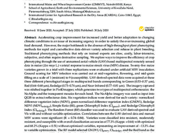 UAV-Based Multispectral Phenotyping for Disease Resistance to Accelerate Crop Improvement under Changing Climate Conditions