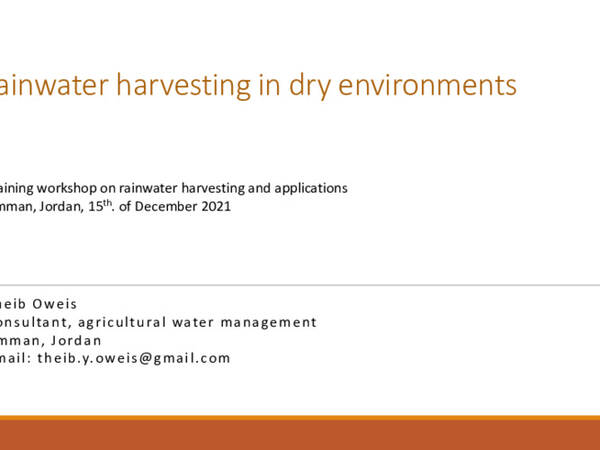 Rainwater harvesting in dry environments