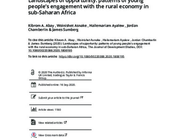 Landscapes of opportunity: patterns of young people’s engagement with the rural economy in sub-Saharan Africa