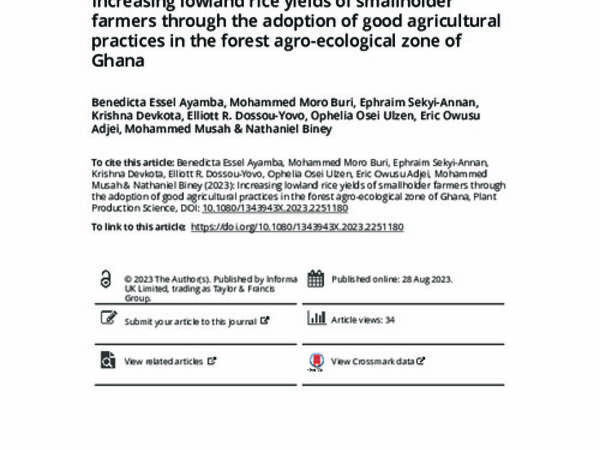 Increasing lowland rice yields of smallholder farmers through the adoption of  good agricultural practices in the forest agro-ecological zone of Ghana
