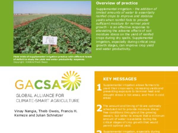 Supplemental Irrigation: A promising Climate-Smart Practice for Dryland Agriculture
