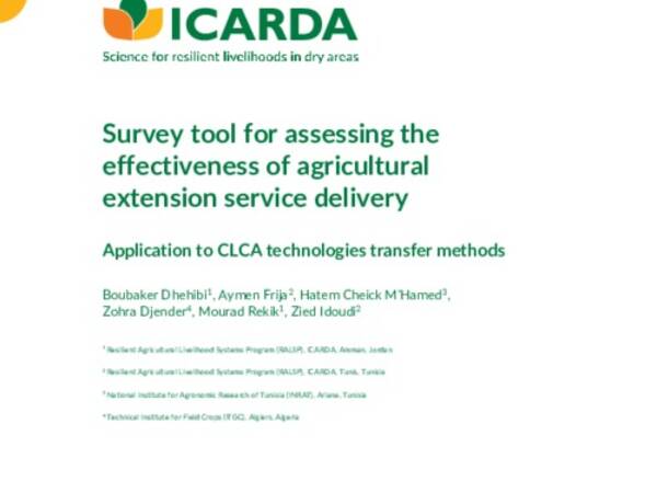 Survey tool for assessing the effectiveness of agricultural extension service delivery: Application to CLCA technologies transfer methods