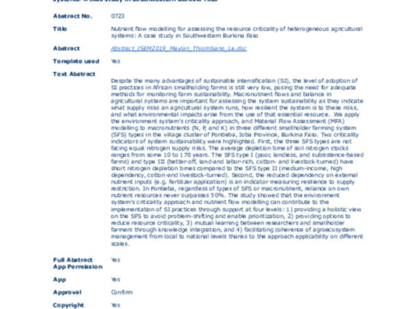 Nutrient flow modelling for assessing the resource criticality of heterogeneous agricultural systems: A case study in Southwestern Burkina Faso