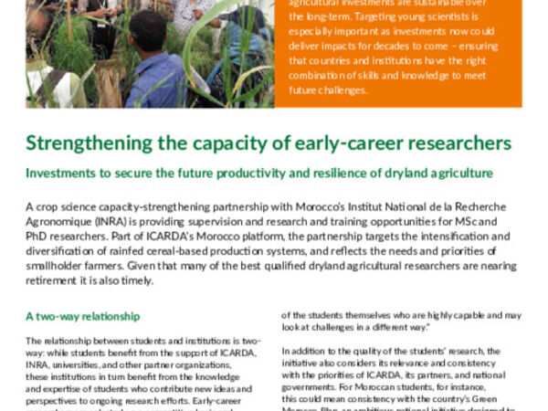 Strengthening the capacity of early-career researchers: Investments to secure the future productivity and resilience of dryland agriculture 