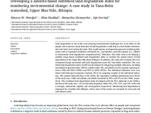 Developing a satellite-based combined land degradation index for monitoring environmental change: A case study in Tana-Beles watershed, Upper Blue Nile, Ethiopia