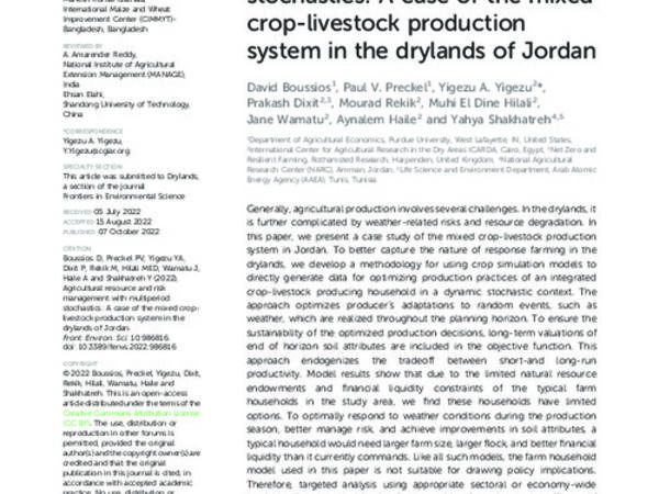 Agricultural resource and risk management with multiperiod stochastics: A case of the mixed crop-livestock production system in the drylands of Jordan