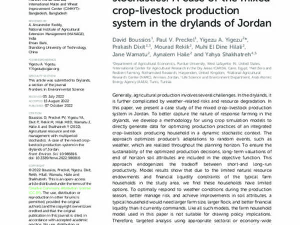 Agricultural resource and risk management with multiperiod stochastics: A case of the mixed crop-livestock production system in the drylands of Jordan