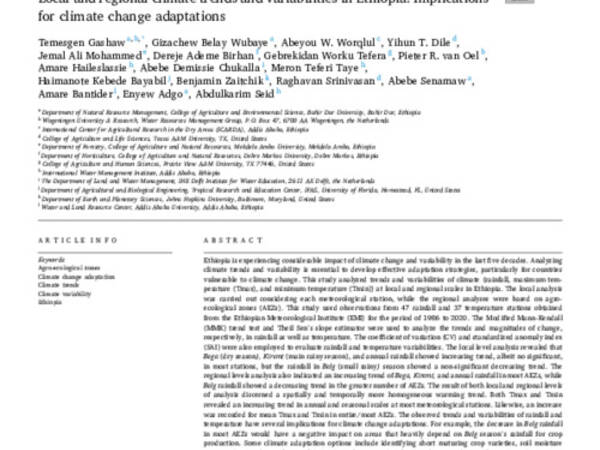 Local and regional climate trends and variabilities in Ethiopia: Implications for climate change adaptations