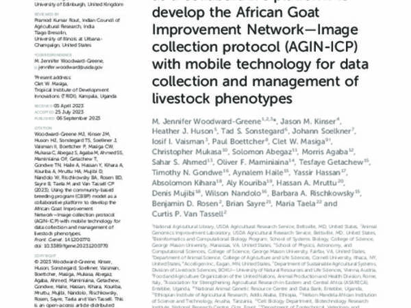 Using the community-based breeding program (CBBP) model as a collaborative platform to develop the African Goat Improvement Network—Image collection protocol (AGIN-ICP) with mobile technology for data collection and management of livestock phenotypes