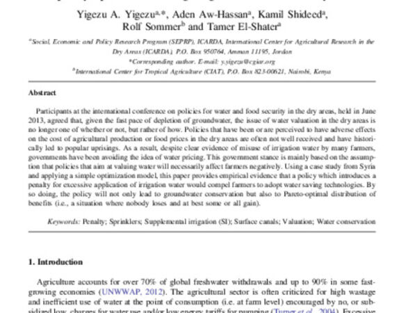 A policy option for valuing irrigation water in the dry areas