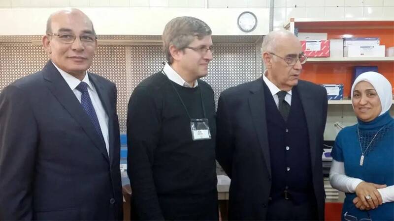 Dr. El-Beltagy (second from right) during a visit to ICARDA's office in Egypt