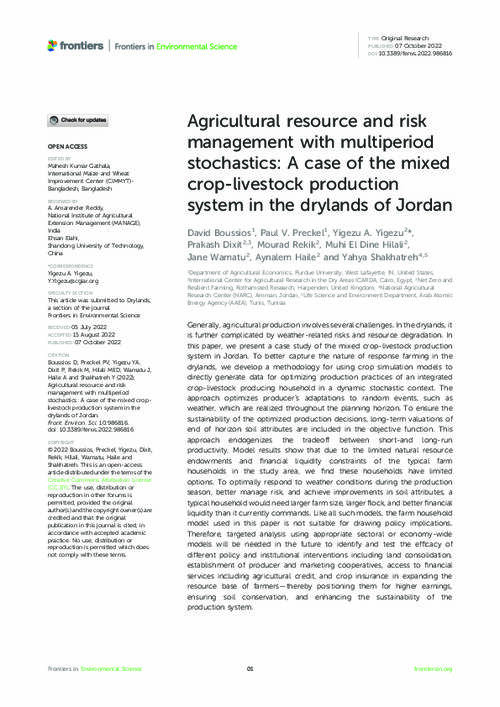 Agricultural resource and risk management with multiperiod stochastics